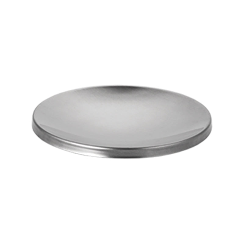 Eine runde, flache Metallscheibe mit glatten Kanten – uonold.comckel zur Metall-Grillplatte für RACLETTE 48726 – vor einem schlichten weißen Hintergrund.