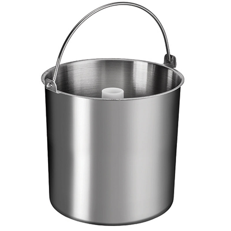 Der Unold Eisbehälter für EISMASCHINE 48806 ist ein Eiskübel aus Edelstahl mit Metallgriff und herausnehmbarem Kunststoffteiler, abgebildet auf schlichtem weißem Hintergrund.