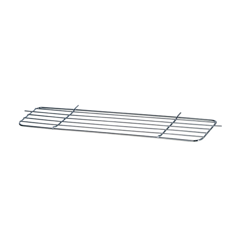 Das Unold Ablage-Gitter (oberer Rost) für BARBECUE-GRILL Vario 58565 ist ein rechteckiger Metallrost mit parallelen Stäben und zwei Stützstangen an den kurzen Seiten, ideal zum Ablegen von Backwaren oder Grillgut.