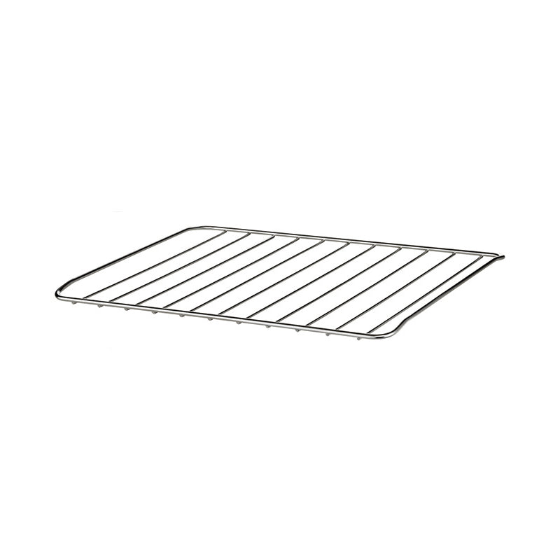 Der Unold Gitterrost für KLEINKÜCHE 68865 ist ein Metall-Backofenrost mit parallelen Stäben und zwei leicht erhöhten Enden, der auf einem schlichten weißen Hintergrund präsentiert wird.