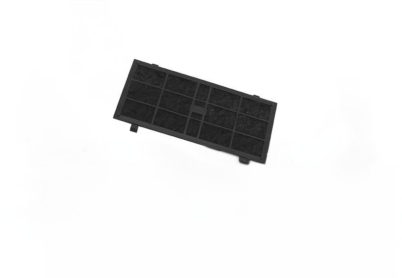 Der Unold Aktivkohlefilter für Raclette Smokeless 48785 ist ein rechteckiger schwarzer Filter mit einem Gittermuster, abgebildet auf einem schlichten weißen Hintergrund.