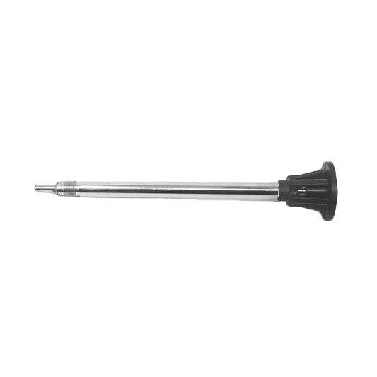 Der Unold-Abtrieb komplett zu G200 Gastro + M350 Maître ist eine stangenförmige Achswelle aus Metall mit einem schwarzen Flanschende, die vor einem schlichten weißen Hintergrund abgebildet ist.