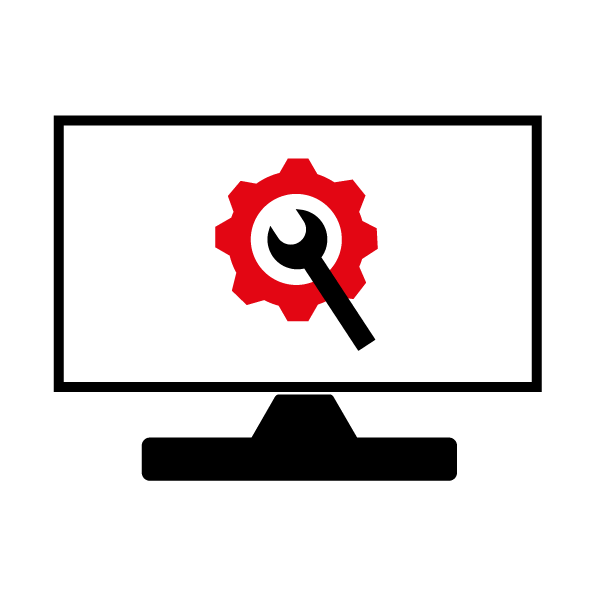 Das Bild zeigt das Qt-Logo: ein rotes Zahnrad mit einer Lupe in der Mitte, über dem Wort „Qt Creator“ in fettem schwarzen Text.