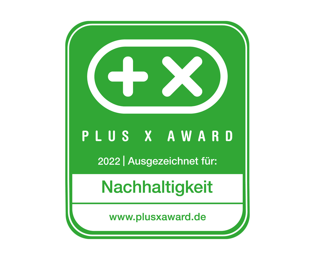 Ein grünes Plus-X-Award-Logo mit Plus- und.