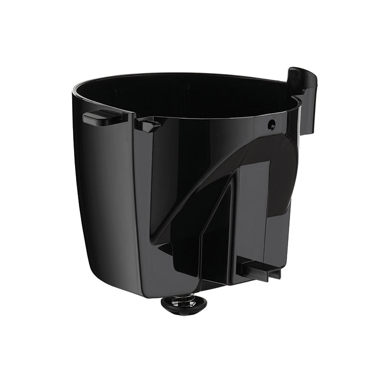 Der Unold Filterhalter für KAFFEEAUTOMAT Easy Black 28025 ist ein schwarzer Filterkorb aus Kunststoff für Kaffeemaschinen mit Ausguss und Griff, der auf einem schlichten weißen Hintergrund abgebildet ist.