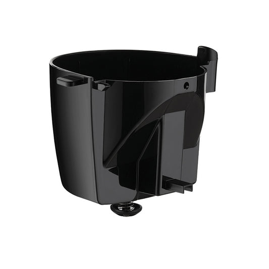 Der Unold Filterhalter für KAFFEEAUTOMAT Easy Black 28025 ist ein schwarzer Filterkorb aus Kunststoff für Kaffeemaschinen mit Ausguss und Griff, der auf einem schlichten weißen Hintergrund abgebildet ist.
