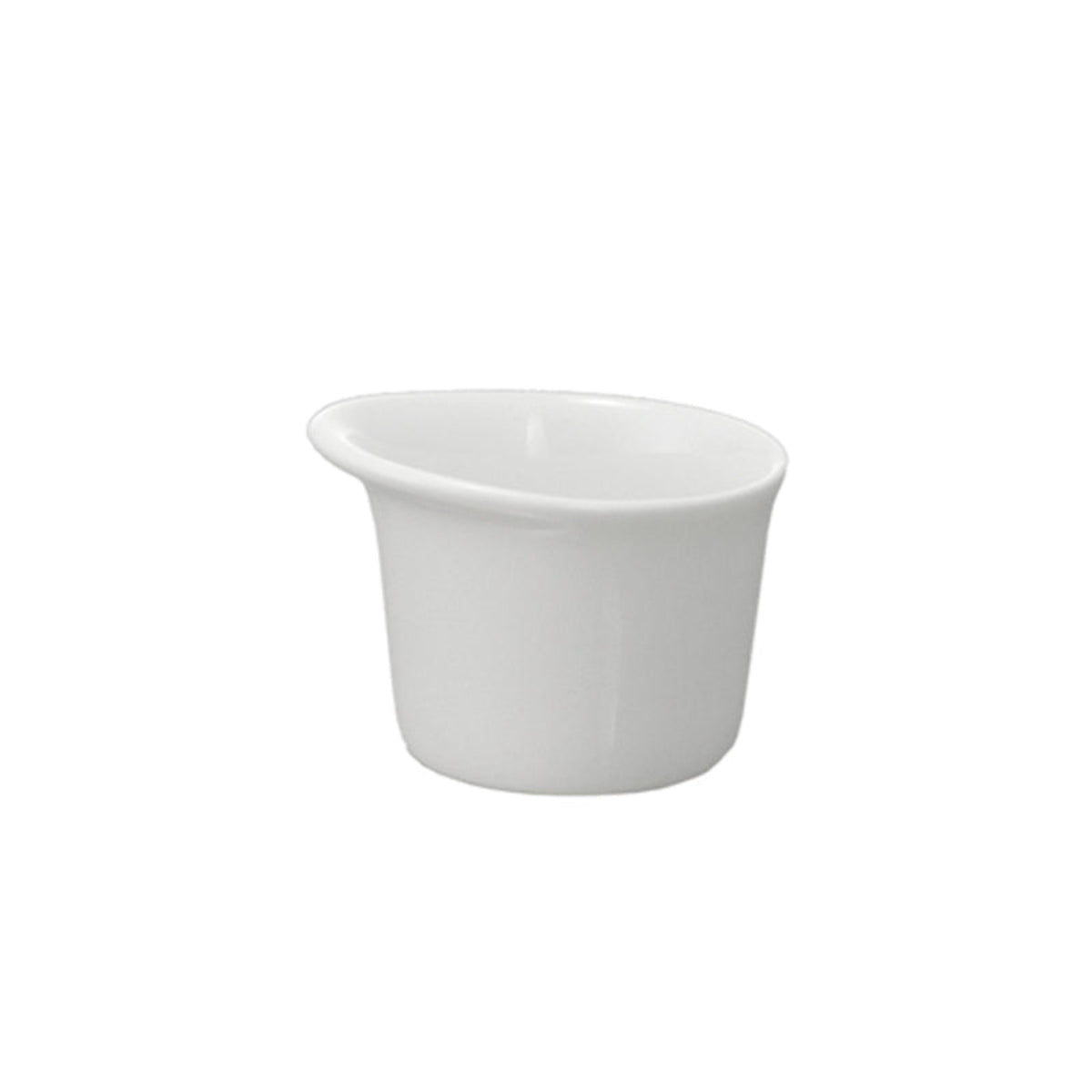 Das Unold Saucen-Töpfchen für FONDUE Elégance 48645 ist ein kleines weißes Saucen- oder Gewürztöpfchen aus Keramik mit leicht ausgestelltem Rand, abgebildet auf einem schlichten weißen Hintergrund.