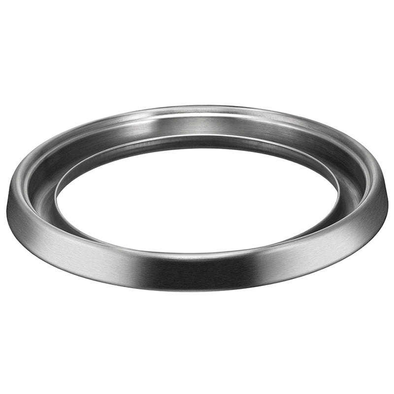 Der Unold Metall-Abtropfring für ASIA-GRILL 58543 + 58546 ist ein metallischer, kreisrunder Ring mit glatter, polierter Oberfläche und leicht abgeschrägten Kanten, abgebildet auf weißem Grund.
