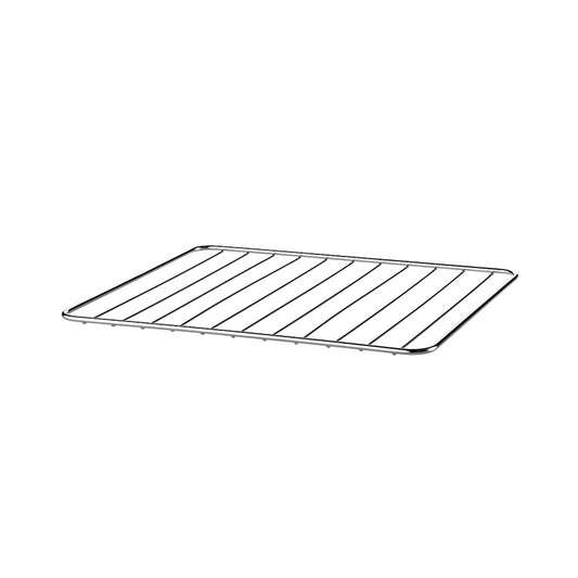 Der Unold Gitterrost für OFEN Kombi 68845 ist ein rechteckiges Metall-Abkühlgitter mit parallelen Stäben und erhöhtem Rand, ideal zum Backen oder Abkühlen von Speisen. Abgebildet vor einem schlichten weißen Hintergrund.