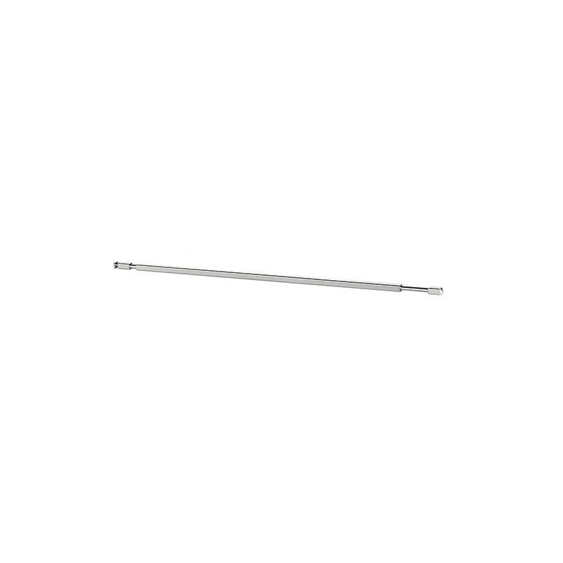 Der Unold Drehspieß für KLEINKÜCHE 68865 ist ein langer, dünner Metallstab mit einem kleinen flachen und einem etwas breiteren Ende, abgebildet auf einem schlichten weißen Hintergrund.