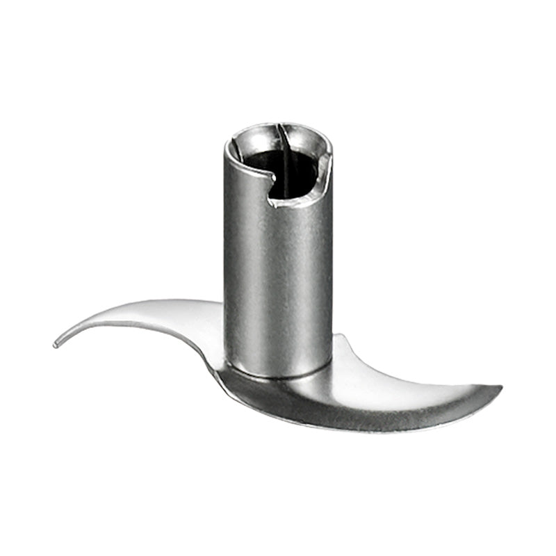 Das ESGE-Zauberstab Fleisch- und Gemüsemesser von ESGE Zauberstab ist ein Messeraufsatz aus Metall für Küchenmaschinen mit zwei scharfen, gebogenen Kanten und einer zentralen zylindrischen Nabe zur Befestigung.