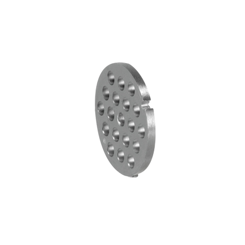 Die Unold Lochscheibe 7 mm für FLEISCHWOLF 78131 ist eine runde Metallplatte mit mehreren gleichmäßig verteilten Löchern, abgebildet auf weißem Hintergrund – ideal als Ersatzteil für Ihren Fleischwolf.